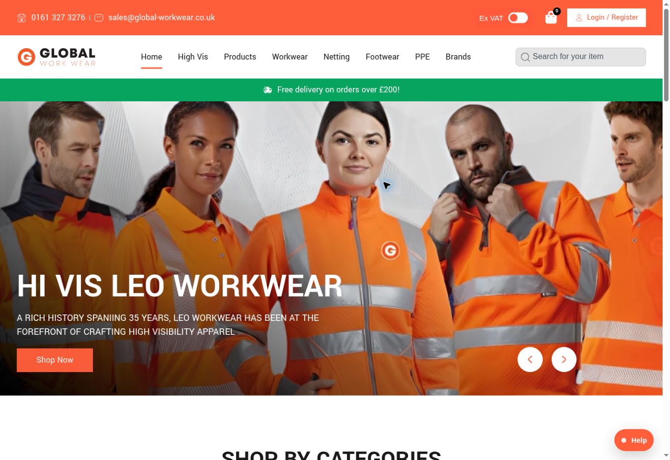 Global Workwear website — desktop preview